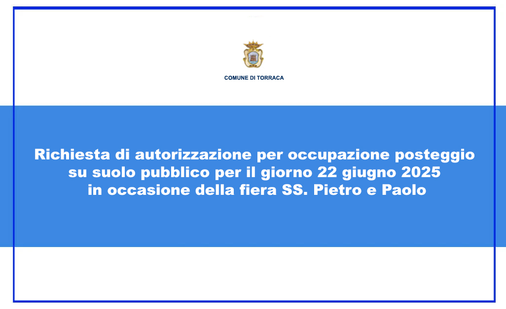 Fiera SS. Pietro e Paolo del 22 giugno 2025 - Domanda occupazione posteggio suolo pubblico